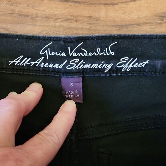 Gloria Vanderbilt All-Around Slimming Effect black denim jeans women's size 8 - Picture 2 of 5